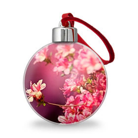 Ёлочный шар с принтом Сакура в Екатеринбурге, Пластик | Диаметр: 77 мм | 3d | flower | nature | pink | sakura | весна | деревья | природа | розовый | сакура | цветы | япония