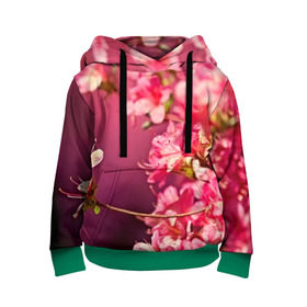 Детская толстовка 3D с принтом Сакура в Екатеринбурге, 100% полиэстер | двухслойный капюшон со шнурком для регулировки, мягкие манжеты на рукавах и по низу толстовки, спереди карман-кенгуру с мягким внутренним слоем | 3d | flower | nature | pink | sakura | весна | деревья | природа | розовый | сакура | цветы | япония