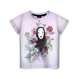 Детская футболка 3D с принтом Унесенные призраками в Екатеринбурге, 100% гипоаллергенный полиэфир | прямой крой, круглый вырез горловины, длина до линии бедер, чуть спущенное плечо, ткань немного тянется | безликий | миядзаки | унесенные призраками | хаяо | цветы
