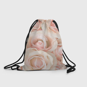 Рюкзак-мешок 3D с принтом Pink roses в Екатеринбурге, 100% полиэстер | плотность ткани — 200 г/м2, размер — 35 х 45 см; лямки — толстые шнурки, застежка на шнуровке, без карманов и подкладки | розовый | розы