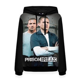 Женская толстовка 3D с принтом Prison break 4 в Екатеринбурге, 100% полиэстер  | двухслойный капюшон со шнурком для регулировки, мягкие манжеты на рукавах и по низу толстовки, спереди карман-кенгуру с мягким внутренним слоем. | prison break | побег | сериал