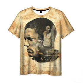 Мужская футболка 3D с принтом Prison break 6 в Екатеринбурге, 100% полиэфир | прямой крой, круглый вырез горловины, длина до линии бедер | prison break | побег | сериал