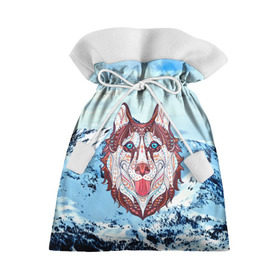 Подарочный 3D мешок с принтом Хаски в Екатеринбурге, 100% полиэстер | Размер: 29*39 см | at | bowwow | dog | hound | pooch | арт | гончая | гончая собака | горы | деревья | лес | снег | собака | хаски | холод