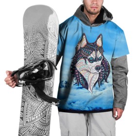 Накидка на куртку 3D с принтом Siberian Husky в Екатеринбурге, 100% полиэстер |  | at | bowwow | dog | hound | pooch | арт | гончая | гончая собака | горы | деревья | лес | снег | собака | хаски | холод