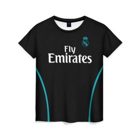 Женская футболка 3D с принтом Real Madrid в Екатеринбурге, 100% полиэфир ( синтетическое хлопкоподобное полотно) | прямой крой, круглый вырез горловины, длина до линии бедер | real madrid | королевский клуб | реал мадрид | форма