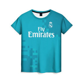 Женская футболка 3D с принтом Real Madrid в Екатеринбурге, 100% полиэфир ( синтетическое хлопкоподобное полотно) | прямой крой, круглый вырез горловины, длина до линии бедер | real madrid | королевский клуб | реал мадрид | форма