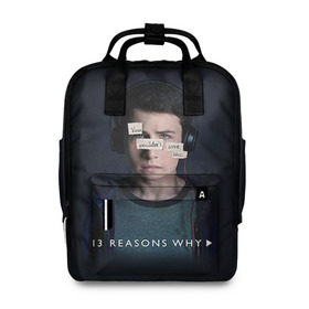 Женский рюкзак 3D с принтом 13 reason why в Екатеринбурге, 100% полиэстер | лямки с регулируемой длиной, сверху ручки, чтобы рюкзак нести как сумку. Основное отделение закрывается на молнию, как и внешний карман. Внутри два дополнительных кармана, один из которых закрывается на молнию. По бокам два дополнительных кармашка, куда поместится маленькая бутылочка
 | Тематика изображения на принте: 13 reason why | 13 причин почему | сериал