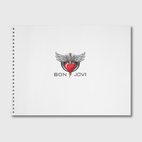 Альбом для рисования с принтом Bon Jovi в Екатеринбурге, 100% бумага
 | матовая бумага, плотность 200 мг. | Тематика изображения на принте: its my life | бон жови | джон бон джови | кровь | меч | сердце