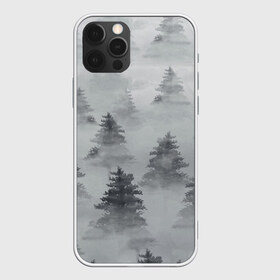 Чехол для iPhone 12 Pro Max с принтом Туманный лес в Екатеринбурге, Силикон |  | бор | вечер | деревья | елка | еловый | ель | загадочный | земля | зима | лес | мрачный | необычный | природа | серый | сибирь | снег | тайга | туман | хвойный
