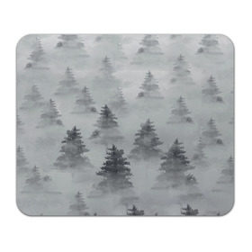 Коврик прямоугольный с принтом Туманный лес в Екатеринбурге, натуральный каучук | размер 230 х 185 мм; запечатка лицевой стороны | Тематика изображения на принте: бор | вечер | деревья | елка | еловый | ель | загадочный | земля | зима | лес | мрачный | необычный | природа | серый | сибирь | снег | тайга | туман | хвойный