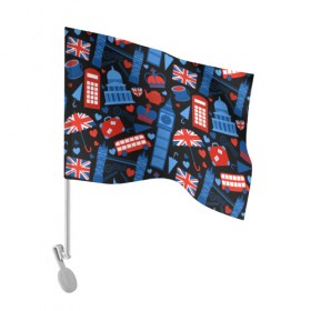 Флаг для автомобиля с принтом Великобритания в Екатеринбурге, 100% полиэстер | Размер: 30*21 см | красный | лондон | паттерн | черный