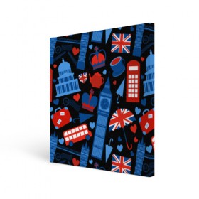 Холст квадратный с принтом Великобритания в Екатеринбурге, 100% ПВХ |  | красный | лондон | паттерн | черный