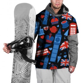 Накидка на куртку 3D с принтом Великобритания в Екатеринбурге, 100% полиэстер |  | красный | лондон | паттерн | черный