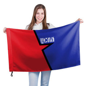 Флаг 3D с принтом ЦСКА в Екатеринбурге, 100% полиэстер | плотность ткани — 95 г/м2, размер — 67 х 109 см. Принт наносится с одной стороны | cska | армейцы | болельщик | звезда | кони | красно синие | фанат | футбол | футболист | цска