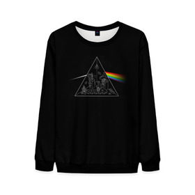 Мужской свитшот 3D с принтом Pink Floyd Make Rainbow в Екатеринбурге, 100% полиэстер с мягким внутренним слоем | круглый вырез горловины, мягкая резинка на манжетах и поясе, свободная посадка по фигуре | Тематика изображения на принте: англия | басы | британия | гитара | группа | логотип | музыка | песни | пинк флойд | призма | радуга | рок | свет