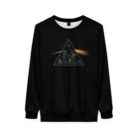 Женский свитшот 3D с принтом Pink Floyd Make Rainbow в Екатеринбурге, 100% полиэстер с мягким внутренним слоем | круглый вырез горловины, мягкая резинка на манжетах и поясе, свободная посадка по фигуре | англия | басы | британия | гитара | группа | логотип | музыка | песни | пинк флойд | призма | радуга | рок | свет