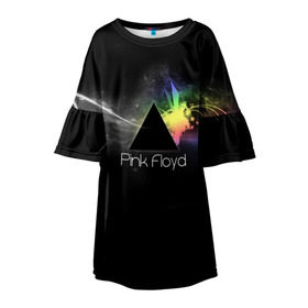 Детское платье 3D с принтом Pink Floyd Logo в Екатеринбурге, 100% полиэстер | прямой силуэт, чуть расширенный к низу. Круглая горловина, на рукавах — воланы | англия | басы | британия | гитара | группа | дым | космос | логотип | музыка | песни | пинк флойд | призма | радуга | рок | свет