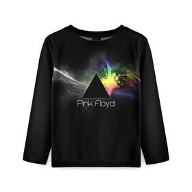 Детский лонгслив 3D с принтом Pink Floyd Logo в Екатеринбурге, 100% полиэстер | длинные рукава, круглый вырез горловины, полуприлегающий силуэт
 | англия | басы | британия | гитара | группа | дым | космос | логотип | музыка | песни | пинк флойд | призма | радуга | рок | свет