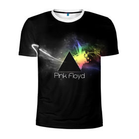 Мужская футболка 3D спортивная с принтом Pink Floyd Logo в Екатеринбурге, 100% полиэстер с улучшенными характеристиками | приталенный силуэт, круглая горловина, широкие плечи, сужается к линии бедра | англия | басы | британия | гитара | группа | дым | космос | логотип | музыка | песни | пинк флойд | призма | радуга | рок | свет