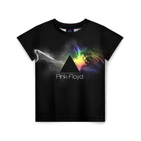 Детская футболка 3D с принтом Pink Floyd Logo в Екатеринбурге, 100% гипоаллергенный полиэфир | прямой крой, круглый вырез горловины, длина до линии бедер, чуть спущенное плечо, ткань немного тянется | англия | басы | британия | гитара | группа | дым | космос | логотип | музыка | песни | пинк флойд | призма | радуга | рок | свет