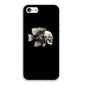 Чехол для iPhone 5/5S матовый с принтом Рыба Скелет в Екатеринбурге, Силикон | Область печати: задняя сторона чехла, без боковых панелей | анатомия | кости | море | плавники | принт | рисунок | рыбный | рыбы | тату | ужас | хвост | череп | черный | чешуя