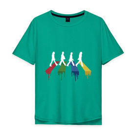 Мужская футболка хлопок Oversize с принтом Beatles Color в Екатеринбурге, 100% хлопок | свободный крой, круглый ворот, “спинка” длиннее передней части | Тематика изображения на принте: beatles | music | rock | битлз | краски | леннон | маккартни | музыка | переход | рок | старр | харрисон | цвет