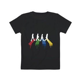 Детская футболка хлопок с принтом Beatles Color в Екатеринбурге, 100% хлопок | круглый вырез горловины, полуприлегающий силуэт, длина до линии бедер | Тематика изображения на принте: beatles | music | rock | битлз | краски | леннон | маккартни | музыка | переход | рок | старр | харрисон | цвет