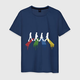 Мужская футболка хлопок с принтом Beatles Color в Екатеринбурге, 100% хлопок | прямой крой, круглый вырез горловины, длина до линии бедер, слегка спущенное плечо. | beatles | music | rock | битлз | краски | леннон | маккартни | музыка | переход | рок | старр | харрисон | цвет