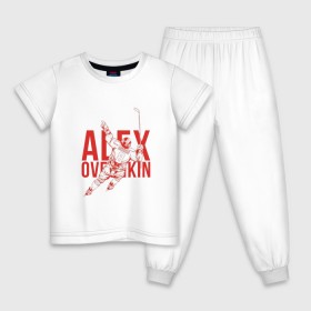 Детская пижама хлопок с принтом Alex Ovechkin в Екатеринбурге, 100% хлопок |  брюки и футболка прямого кроя, без карманов, на брюках мягкая резинка на поясе и по низу штанин
 | Тематика изображения на принте: 