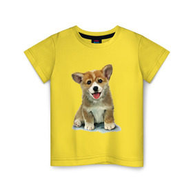 Детская футболка хлопок с принтом Коржик в Екатеринбурге, 100% хлопок | круглый вырез горловины, полуприлегающий силуэт, длина до линии бедер | corgi | dog | korgi | вельш корги | дог | кардиган | корги | пемброк | собака | щенок