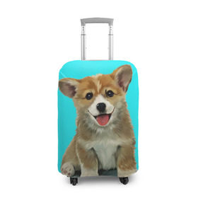 Чехол для чемодана 3D с принтом Корги в Екатеринбурге, 86% полиэфир, 14% спандекс | двустороннее нанесение принта, прорези для ручек и колес | corgy | dog | korgi | puppy | вельш корги | кардиган | коржик | пемброк | собака | щенок