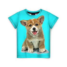 Детская футболка 3D с принтом Корги в Екатеринбурге, 100% гипоаллергенный полиэфир | прямой крой, круглый вырез горловины, длина до линии бедер, чуть спущенное плечо, ткань немного тянется | corgy | dog | korgi | puppy | вельш корги | кардиган | коржик | пемброк | собака | щенок