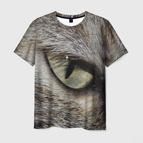 Мужская футболка 3D с принтом Кошачий глаз в Екатеринбурге, 100% полиэфир | прямой крой, круглый вырез горловины, длина до линии бедер | 
