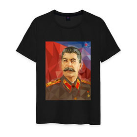 Мужская футболка хлопок с принтом Сталин в Екатеринбурге, 100% хлопок | прямой крой, круглый вырез горловины, длина до линии бедер, слегка спущенное плечо. | ссср | сталин