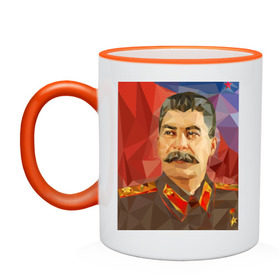 Кружка двухцветная с принтом Сталин в Екатеринбурге, керамика | объем — 330 мл, диаметр — 80 мм. Цветная ручка и кайма сверху, в некоторых цветах — вся внутренняя часть | ссср | сталин