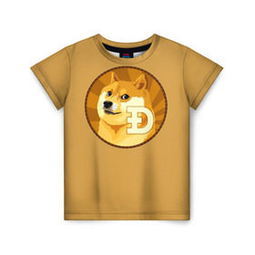 Детская футболка 3D с принтом Bitcoin в Екатеринбурге, 100% гипоаллергенный полиэфир | прямой крой, круглый вырез горловины, длина до линии бедер, чуть спущенное плечо, ткань немного тянется | Тематика изображения на принте: doge | meme | биткоин | доге