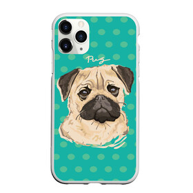 Чехол для iPhone 11 Pro матовый с принтом Мопсик в Екатеринбурге, Силикон |  | dog | pug | арт | животное | кружочки | мопс | пес | собака | текстура