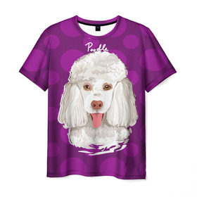 Мужская футболка 3D с принтом Пудель в Екатеринбурге, 100% полиэфир | прямой крой, круглый вырез горловины, длина до линии бедер | dog | poodle | арт | животные | кружочек | собака | текстура