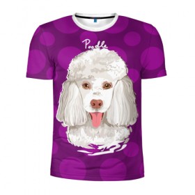 Мужская футболка 3D спортивная с принтом Пудель в Екатеринбурге, 100% полиэстер с улучшенными характеристиками | приталенный силуэт, круглая горловина, широкие плечи, сужается к линии бедра | dog | poodle | арт | животные | кружочек | собака | текстура