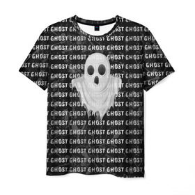 Мужская футболка 3D с принтом GHOST в Екатеринбурге, 100% полиэфир | прямой крой, круглый вырез горловины, длина до линии бедер | black and white | soul | spirit | привидение | призрак | фантом | черно белый