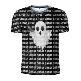 Мужская футболка 3D спортивная с принтом GHOST в Екатеринбурге, 100% полиэстер с улучшенными характеристиками | приталенный силуэт, круглая горловина, широкие плечи, сужается к линии бедра | black and white | soul | spirit | привидение | призрак | фантом | черно белый