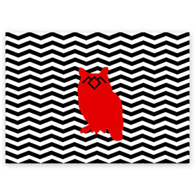 Поздравительная открытка с принтом TWIN PEAKS в Екатеринбурге, 100% бумага | плотность бумаги 280 г/м2, матовая, на обратной стороне линовка и место для марки
 | Тематика изображения на принте: owl | арт | животные | полосы | птицы | сериал | сова | твин пикс | текстура | фильмы