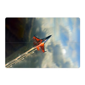 Магнитный плакат 3Х2 с принтом Красный F16 в Екатеринбурге, Полимерный материал с магнитным слоем | 6 деталей размером 9*9 см | Тематика изображения на принте: самолет