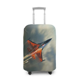 Чехол для чемодана 3D с принтом Красный F16 в Екатеринбурге, 86% полиэфир, 14% спандекс | двустороннее нанесение принта, прорези для ручек и колес | самолет