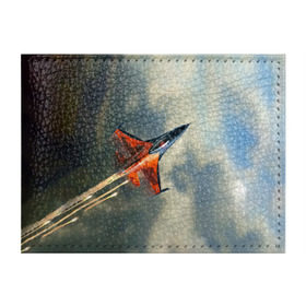 Обложка для студенческого билета с принтом Красный F16 в Екатеринбурге, натуральная кожа | Размер: 11*8 см; Печать на всей внешней стороне | Тематика изображения на принте: самолет