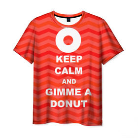 Мужская футболка 3D с принтом Gimme a donut в Екатеринбурге, 100% полиэфир | прямой крой, круглый вырез горловины, длина до линии бедер | Тематика изображения на принте: keep calm | полосы | сериал | твин пикс | текстура | фильмы