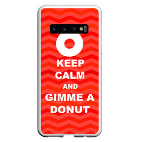 Чехол для Samsung Galaxy S10 с принтом Gimme a donut в Екатеринбурге, Силикон | Область печати: задняя сторона чехла, без боковых панелей | Тематика изображения на принте: keep calm | полосы | сериал | твин пикс | текстура | фильмы