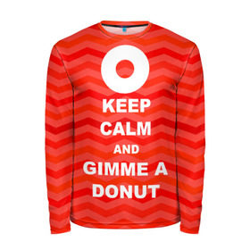 Мужской лонгслив 3D с принтом Gimme a donut в Екатеринбурге, 100% полиэстер | длинные рукава, круглый вырез горловины, полуприлегающий силуэт | Тематика изображения на принте: keep calm | полосы | сериал | твин пикс | текстура | фильмы