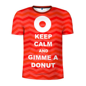 Мужская футболка 3D спортивная с принтом Gimme a donut в Екатеринбурге, 100% полиэстер с улучшенными характеристиками | приталенный силуэт, круглая горловина, широкие плечи, сужается к линии бедра | Тематика изображения на принте: keep calm | полосы | сериал | твин пикс | текстура | фильмы