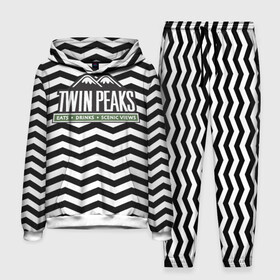 Мужской костюм 3D (с толстовкой) с принтом TWIN PEAKS в Екатеринбурге,  |  | Тематика изображения на принте: полосы | сериал | твин пикс | текстура | фильмы